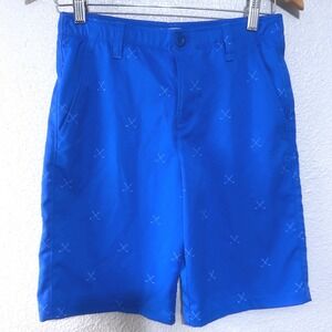 Under Armour Boys Blue Golf Shorts HeatGear Crossed Clubs Print Size 14
